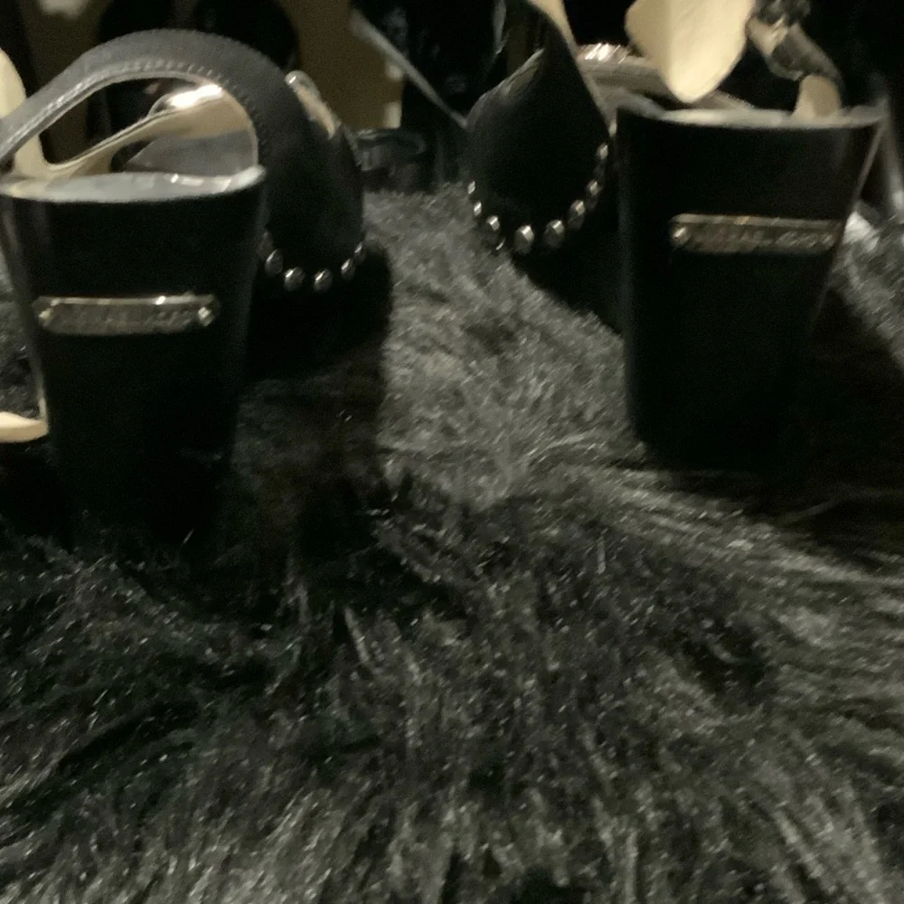 Michael Kors Black Wedges with Silver Logo - Picture 4 of 5